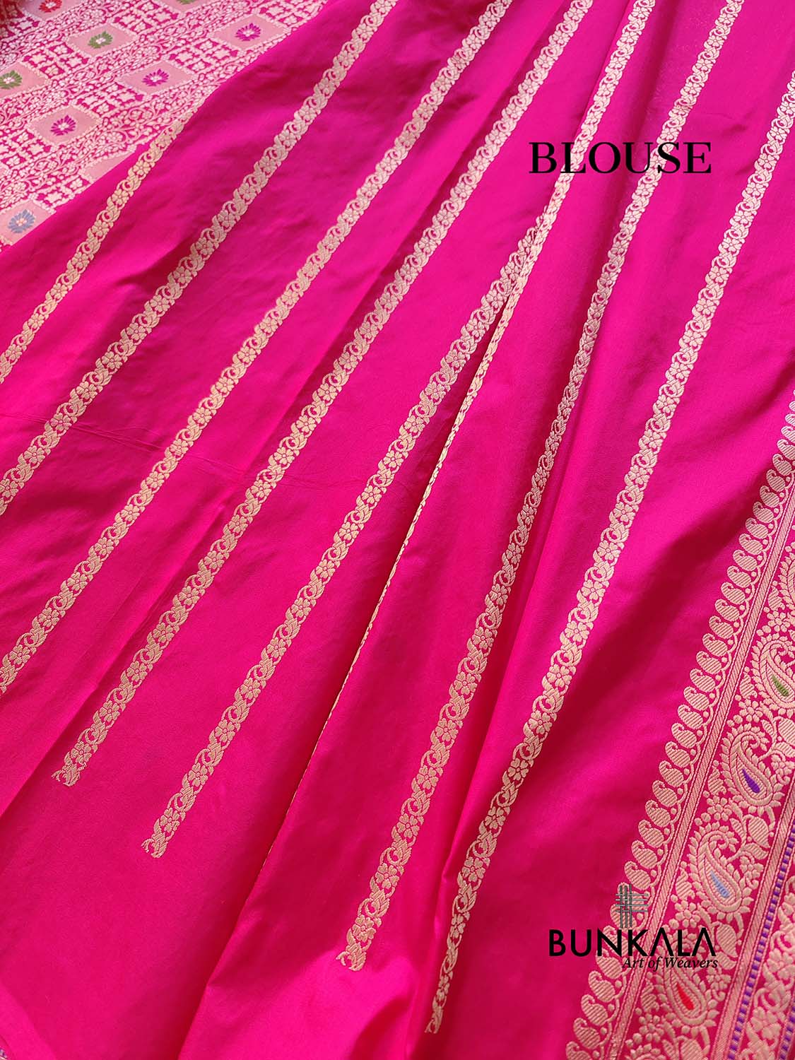 Reddish Pink Brocade Tanchui Meenakari Kadwa Handweaved Buta Banarasi Pure Katan Silk Saree