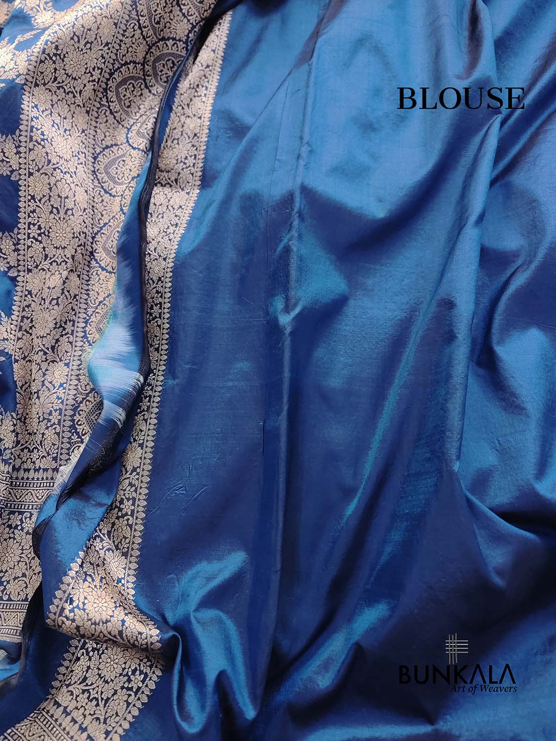 Blue Floral Jaal Handloom Banarasi Pure Katan Silk Saree