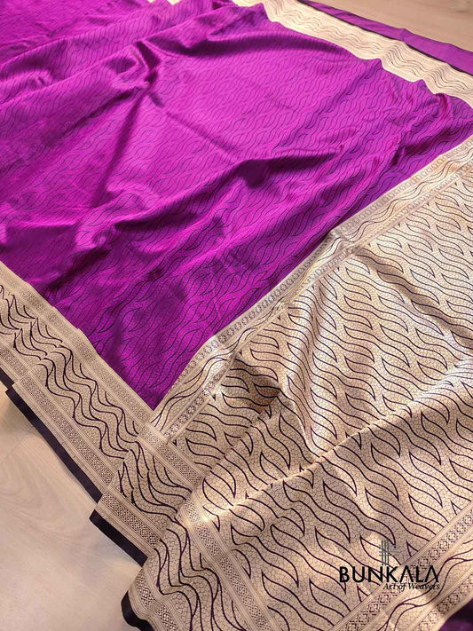 Purple Resham Tanchui Handloom Banarasi Pure Katan Silk Saree