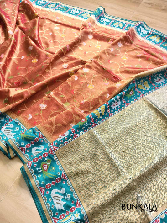Masterpiece Red Patola Banarasi Floral Jaal Meenakari Weaved Tissue Saree