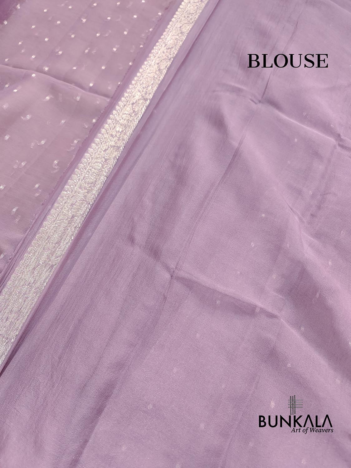 Mauve Purple Allover Silver Zari Buti Banarasi Pure Khaddi Chiffon Saree