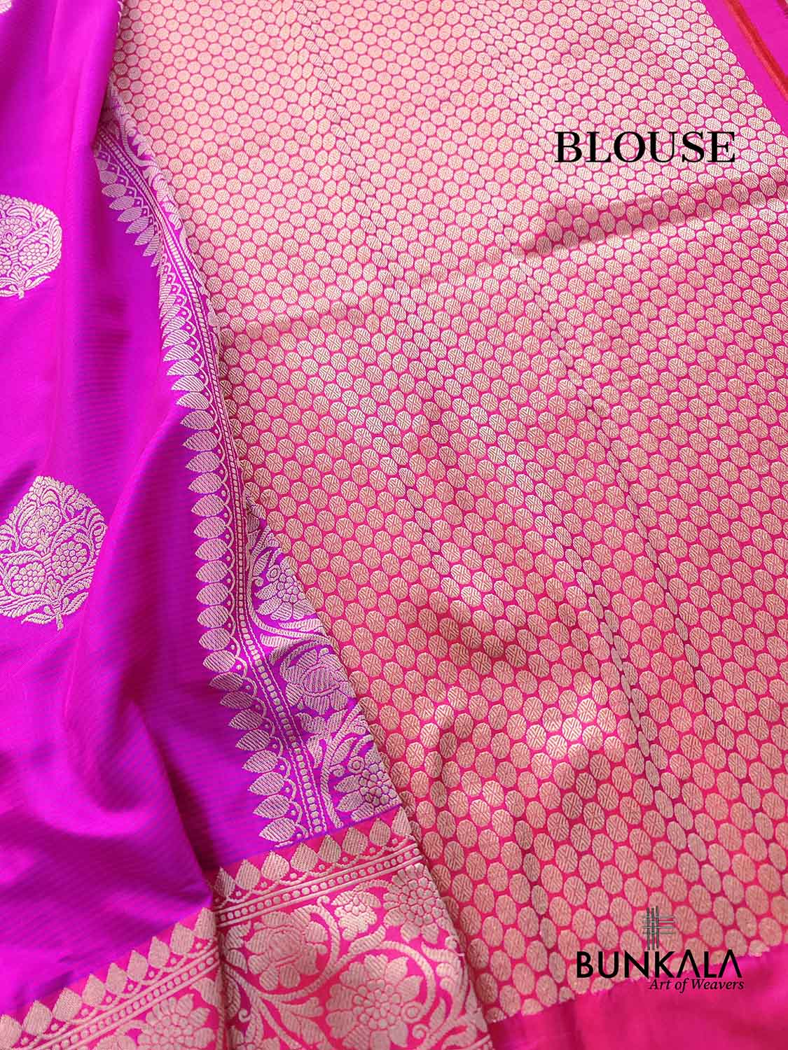 Pink Stripe Sona Rupa Kadwa Handweaved Buta Banarasi Pure Katan Silk Saree
