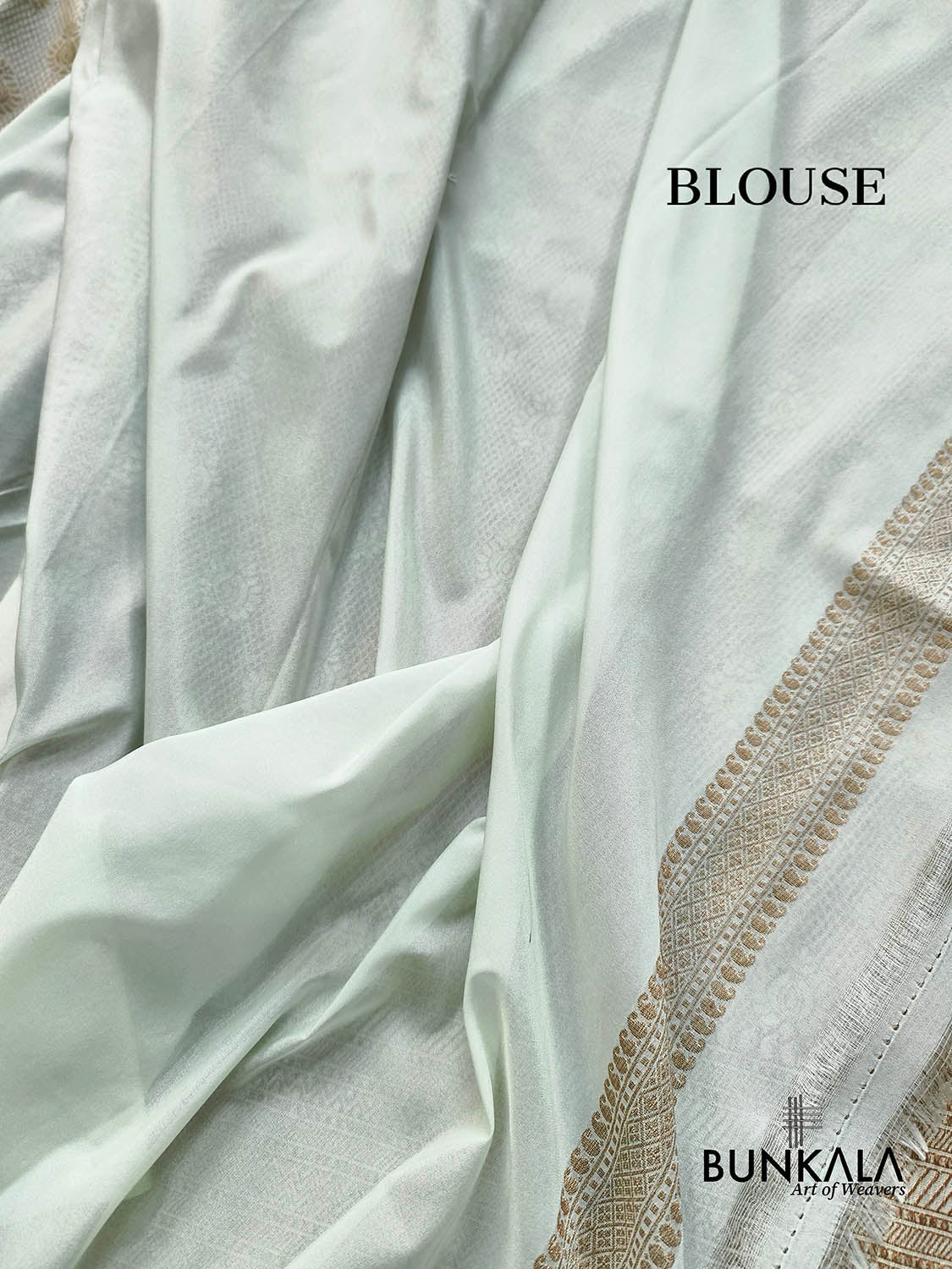 Ice Blue Brocade Antique Zari Weaved Big Border Banarasi Resham Silk Saree