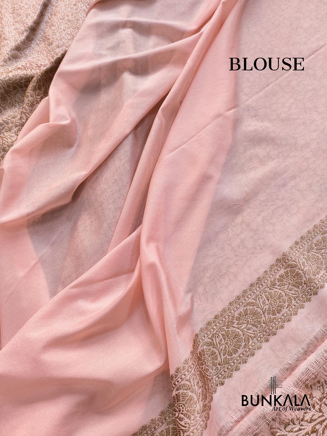 Peach Pink Brocade Antique Zari Weaved Banarasi Resham Silk Saree Floral Border