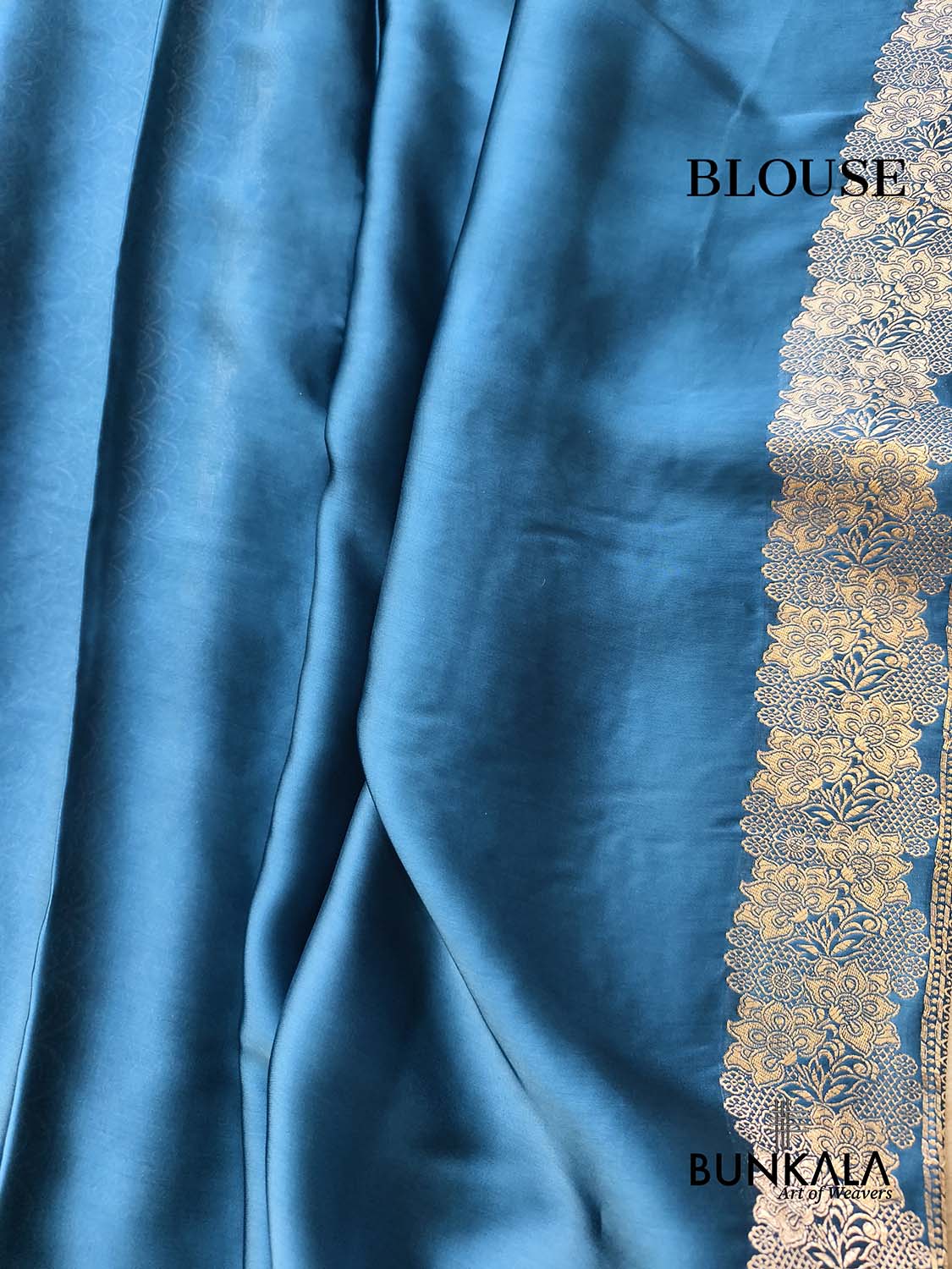 Teal Blue Floral Border Sona Rupa Buti Weaved Heavy Pallu Banarasi Mashru Silk Saree