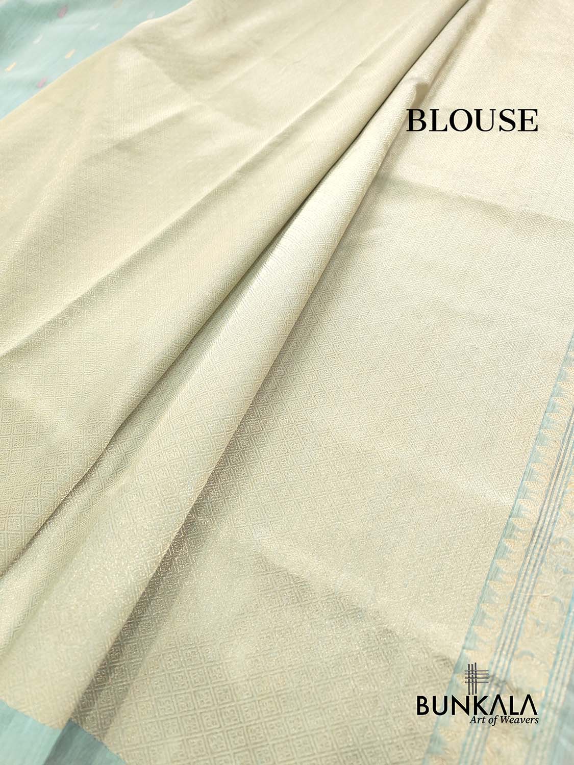 Blue Kadwa Buti Handweaved Banarasi Pure Linen Saree