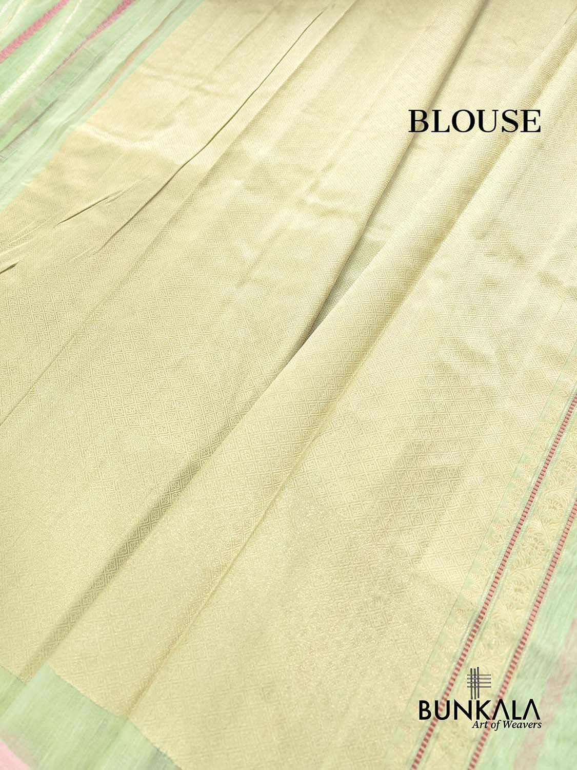 Pista Green Kadwa Stripes Handweaved Banarasi Pure Linen Saree