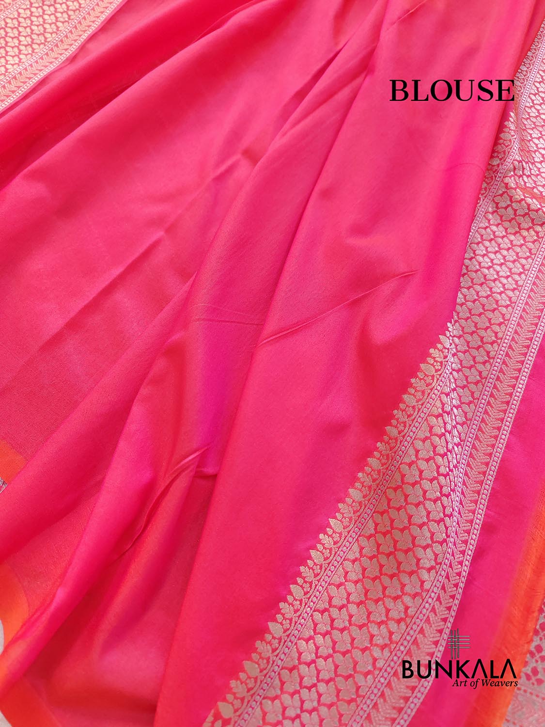 Pink Stripe Pattern Weaved Banarasi Silk Saree