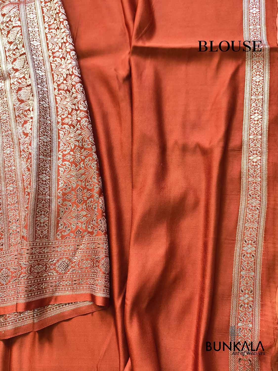 Copper Rust Brown Floral All Over Jaal Brocade Weaved Banarasi Mashru Silk Saree