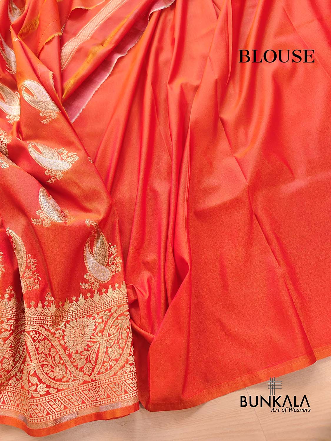 Orange Silk Paisley Banarasi Saree
