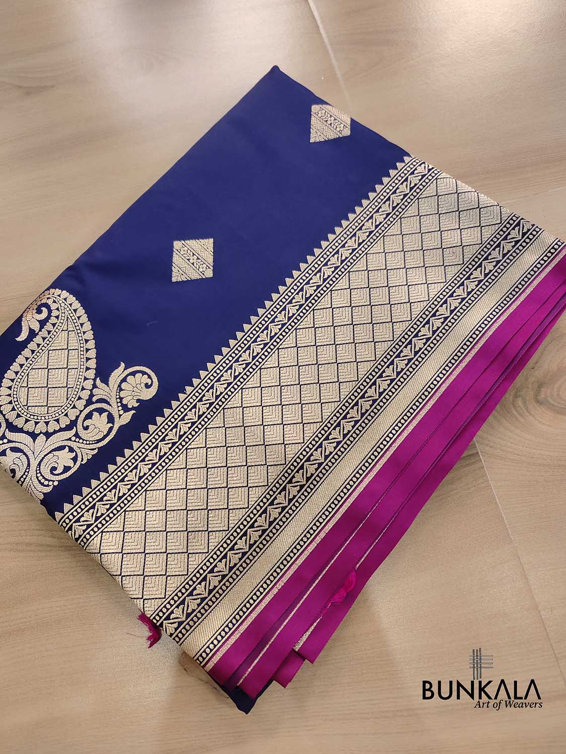Navy Blue Koniya Buta Banarasi Mashru Silk Saree