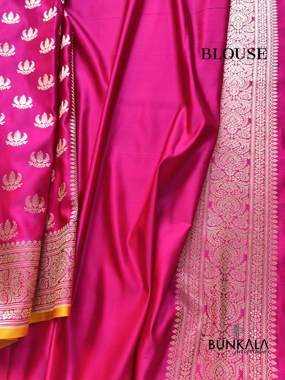 Fuchsia Pink Naaz Buti Weaved Banarasi Mashru Silk Saree