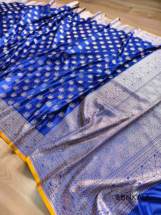 Royal Blue Naaz Buti Weaved Banarasi Mashru Silk Saree