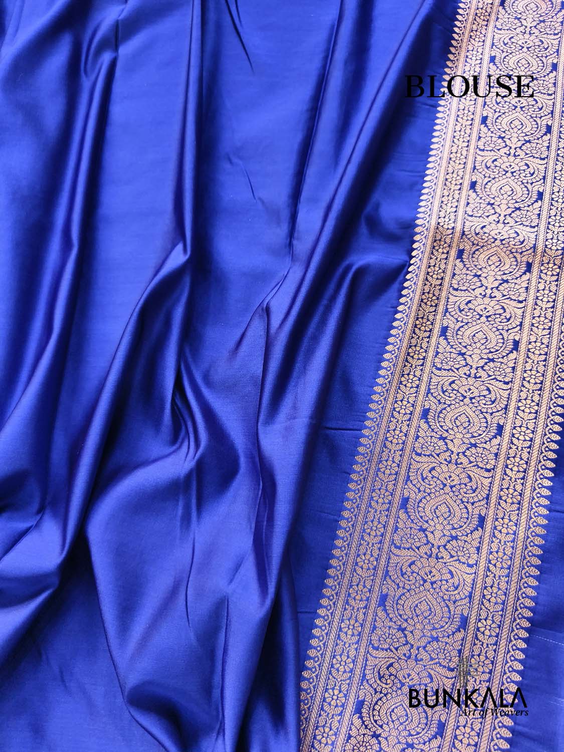 Royal Blue Butidar Paisley Border Banarasi Mashru Silk Saree