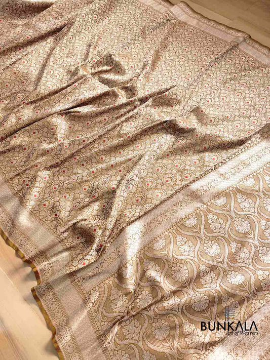 Mehendi Green Pure Katan Silk Silver Zari Brocade Handloom Meenakari Banarasi Saree