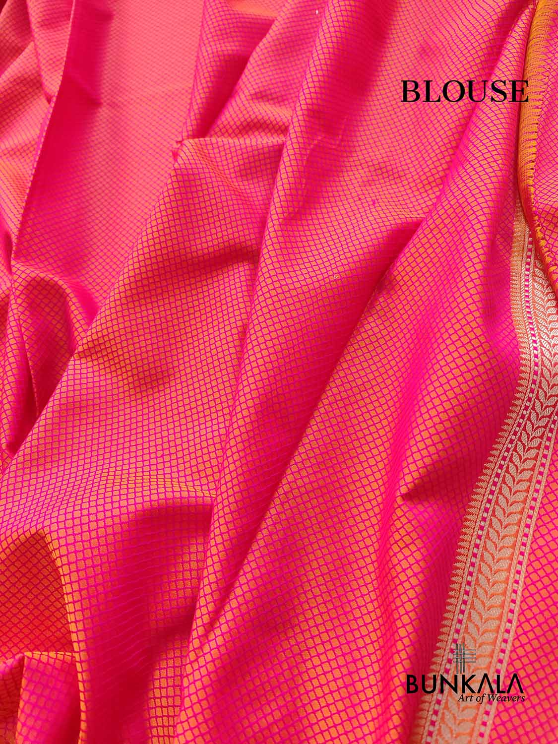 Orange Pink Double Shaded Zig Zag Design Jamewar Weaved Banarasi Soft Mashru Silk Saree