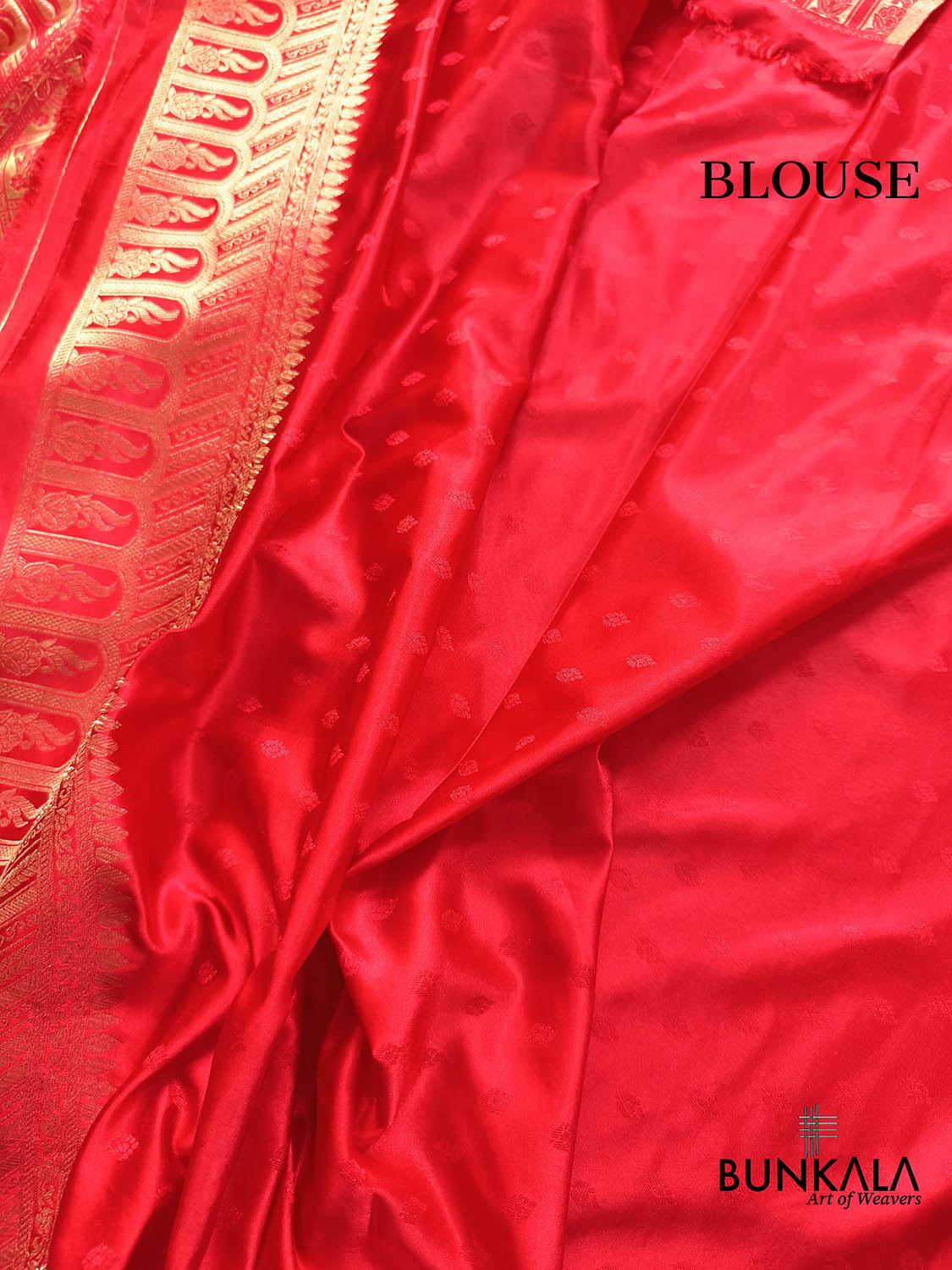 Red Buti Big Border Banarasi Mashru Silk Saree