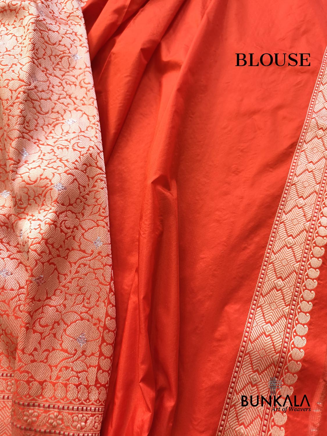 Burnt Orange Brocade Heritage Design Tanchui Handloom Banarasi Pure Katan Silk Saree