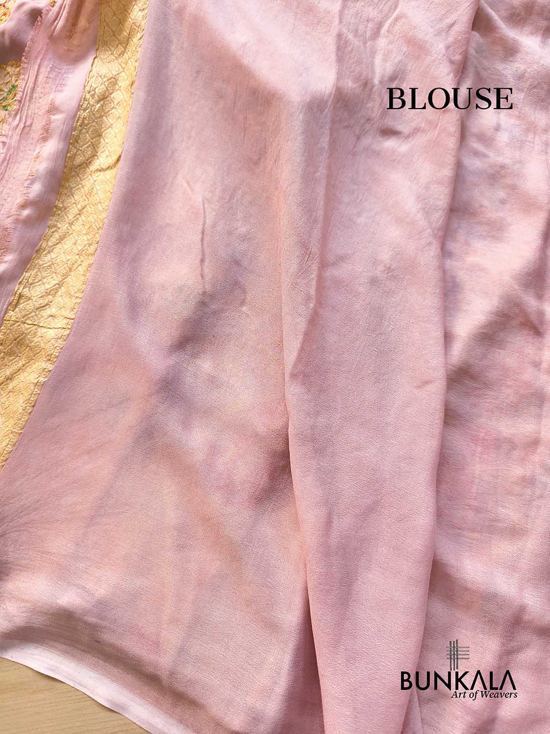 Onion Pink Multi Meenakari Floral Jaal Handloom Banarasi Pure Georgette Saree