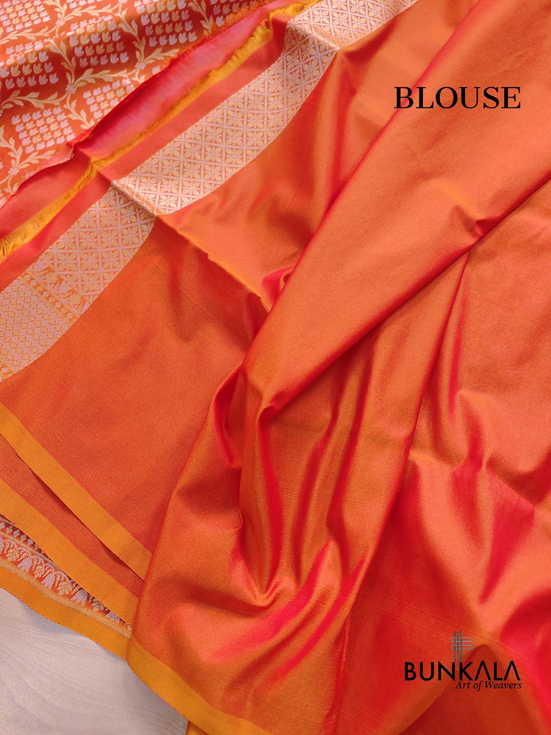 Orange Jangla Banarasi Silk Saree