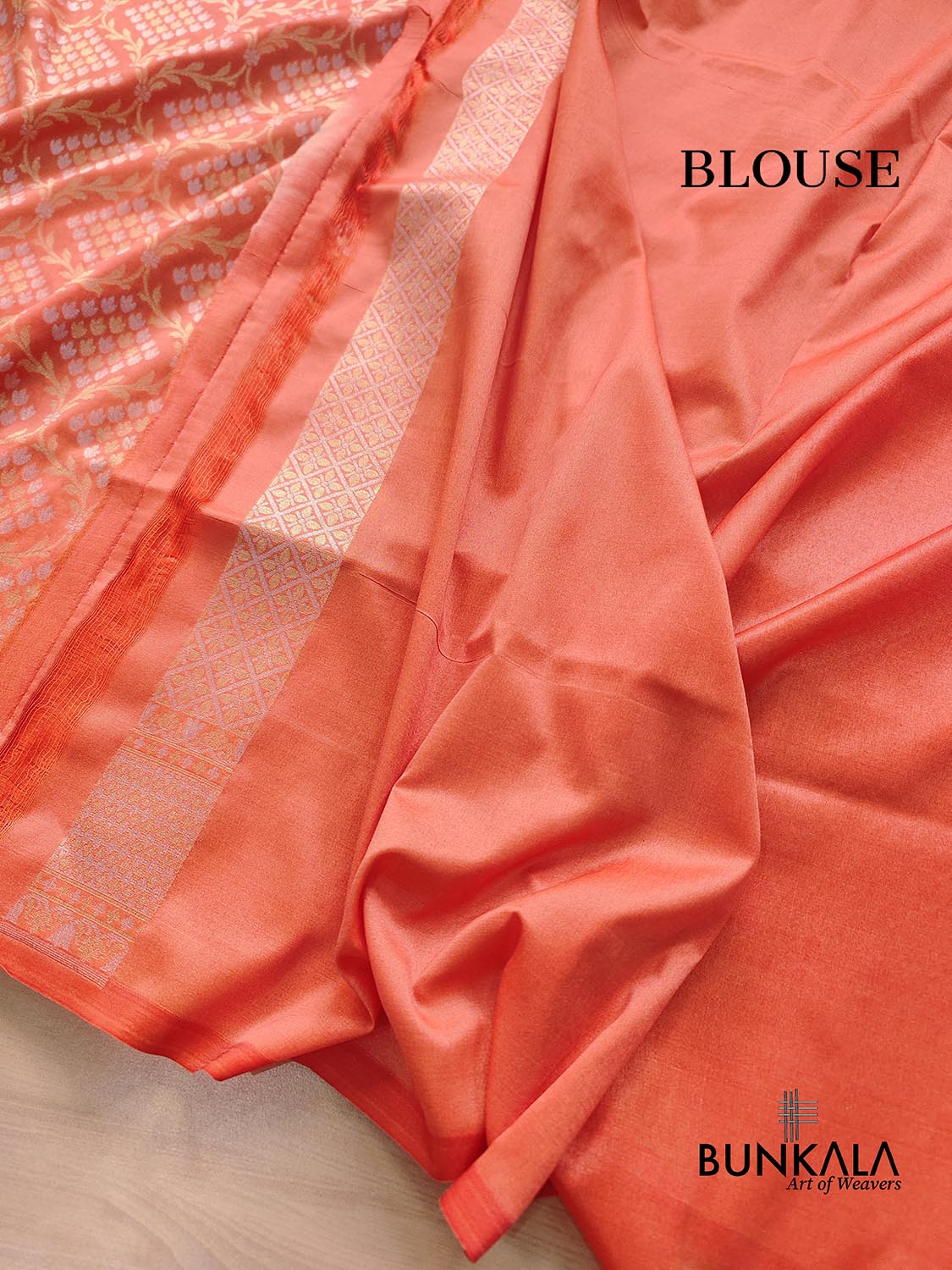 Peach Pink Jaal Banarasi Silk Saree