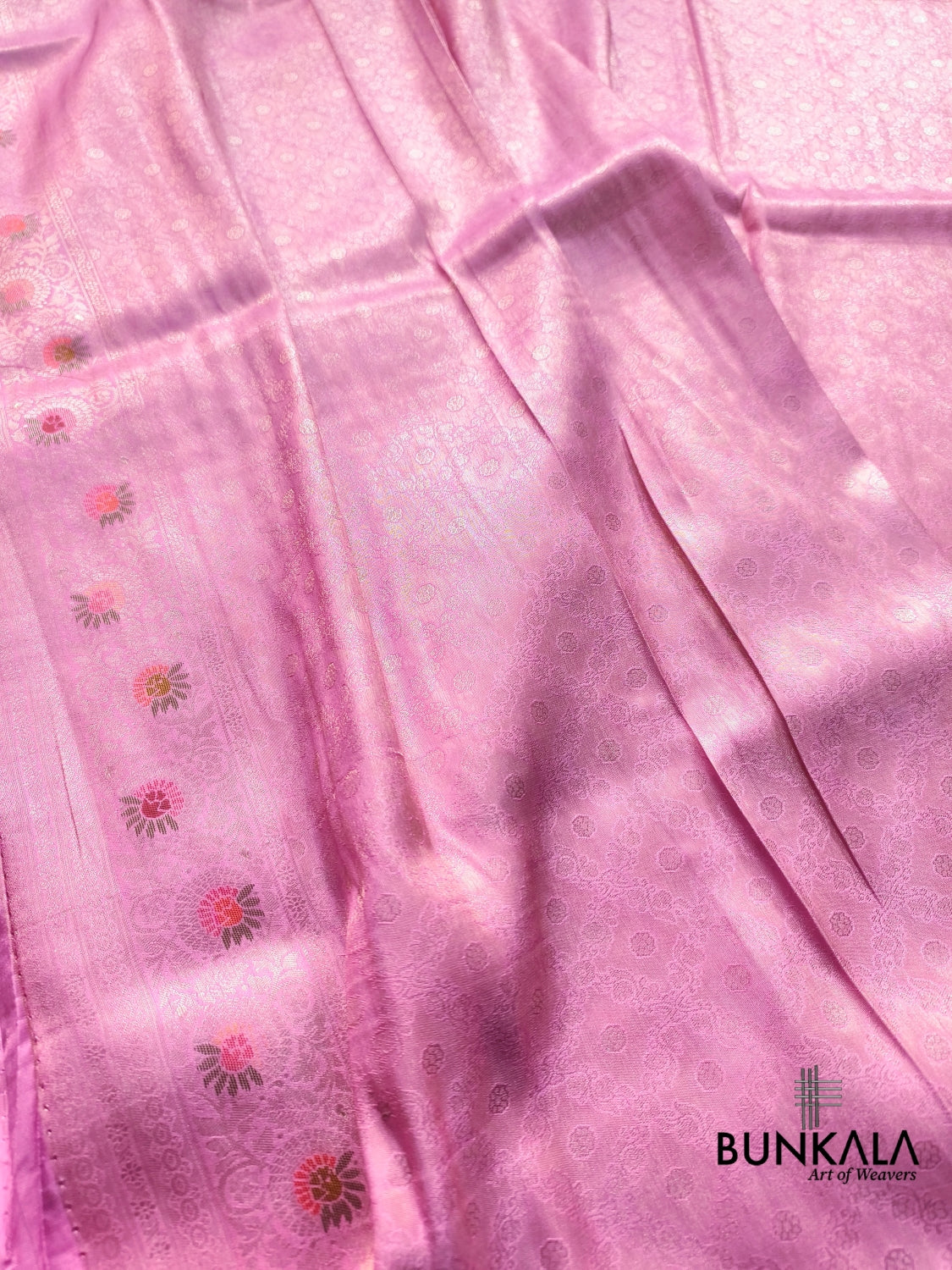 Pastel Pink Minakari Floral jaal Banarasi Resham Silk Saree