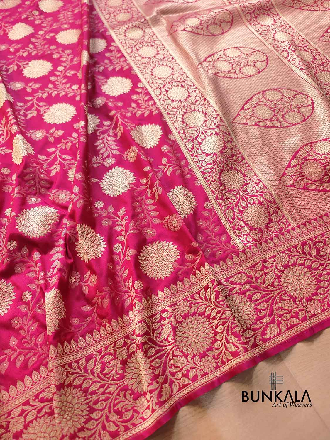 Hot Pink Jaal Banarasi Silk Saree