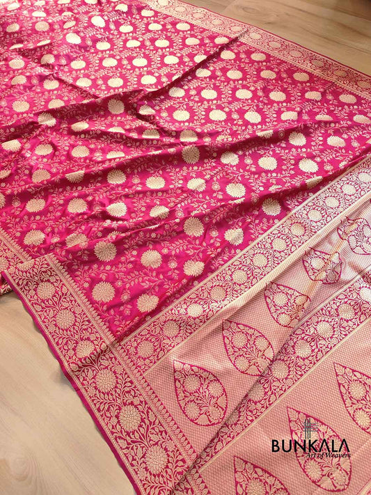 Hot Pink Jaal Banarasi Silk Saree