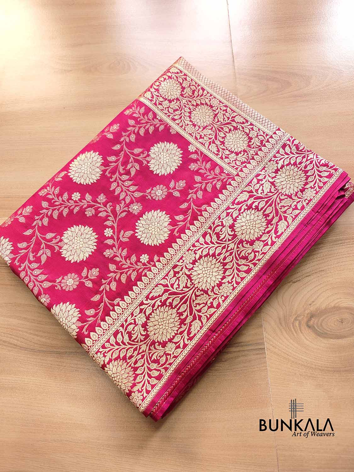 Hot Pink Jaal Banarasi Silk Saree