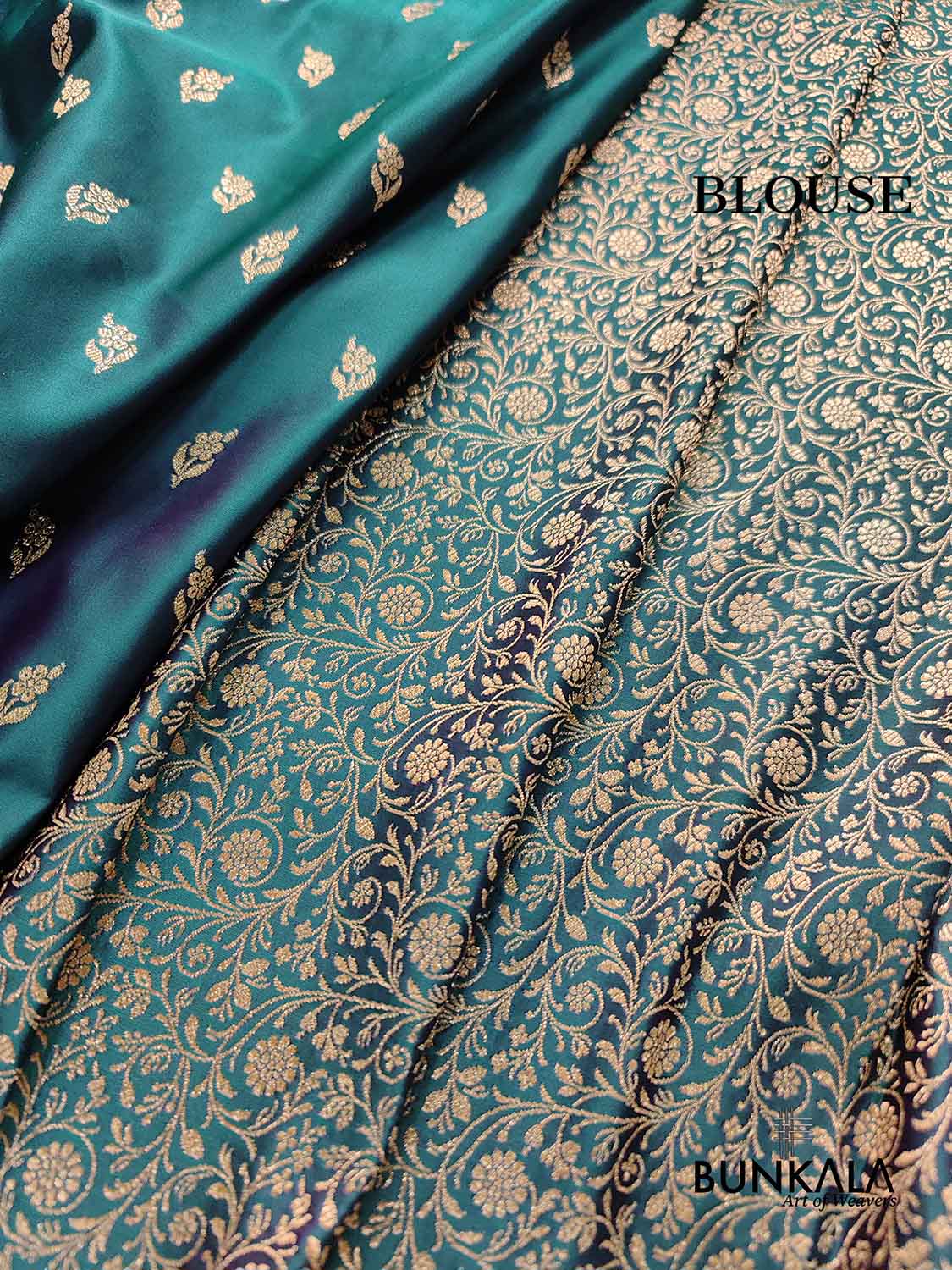 Green Dual Tone Floral Buti Weaved Banarasi Mashru Silk Floral Border Saree