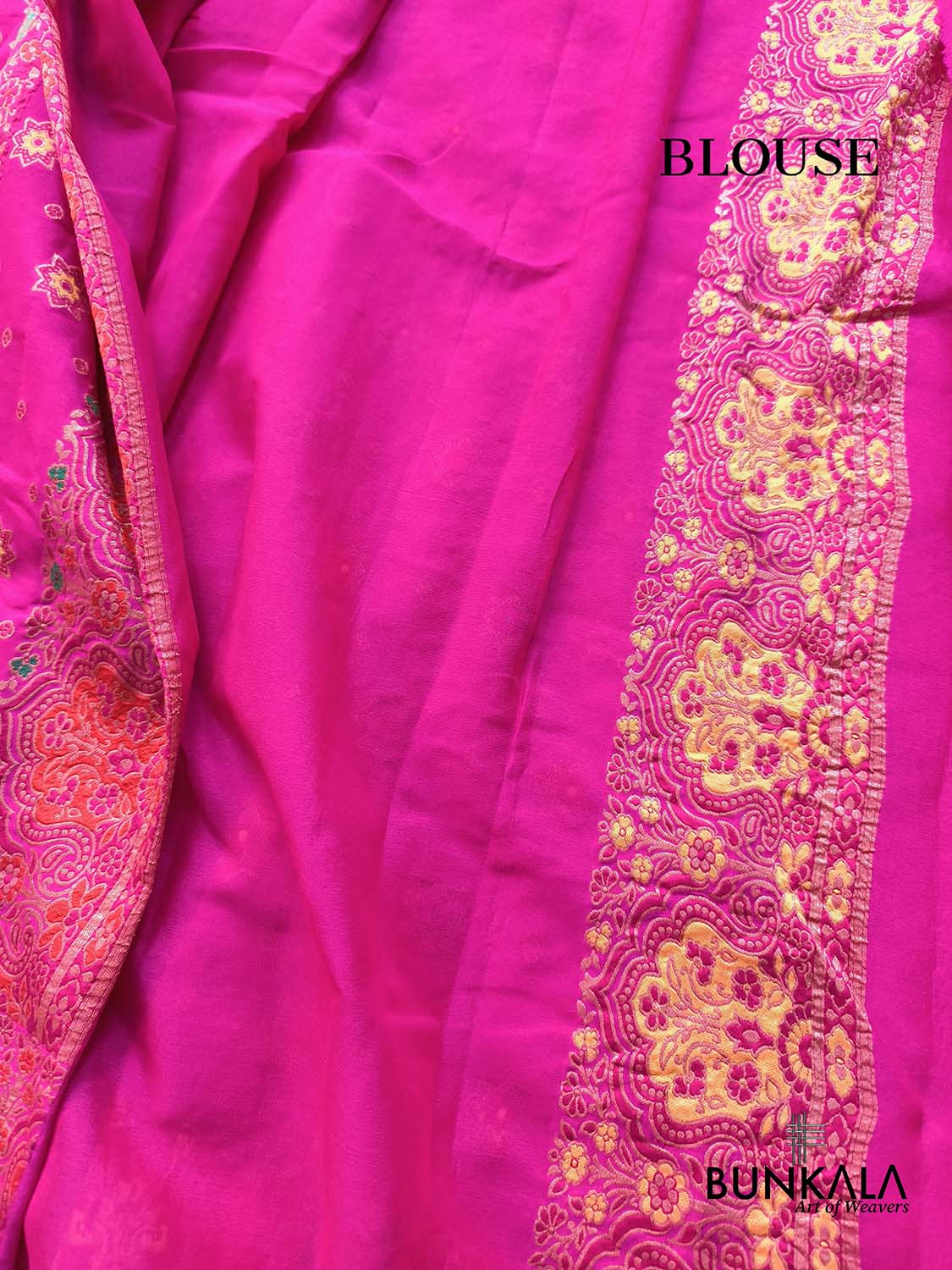 Gulabi Pink Star Motif Traditional Border Meenakari Handloom Banarasi Pure Georgette Saree