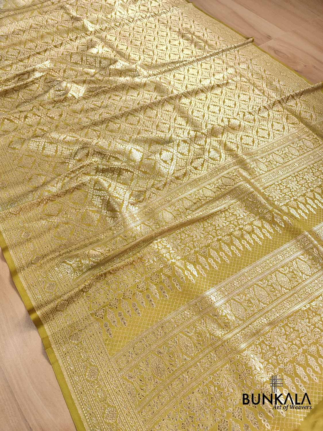 Olive Green Mashru Silk Banarasi Saree