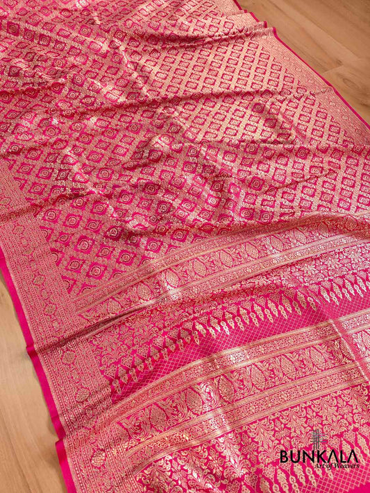 Shade of Grace Dark Pink Brocade Mashru Silk Banarasi Saree