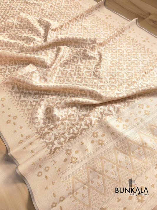 Golden Tissue Silk Patola Design Resham Handweaved Banarasi Saree