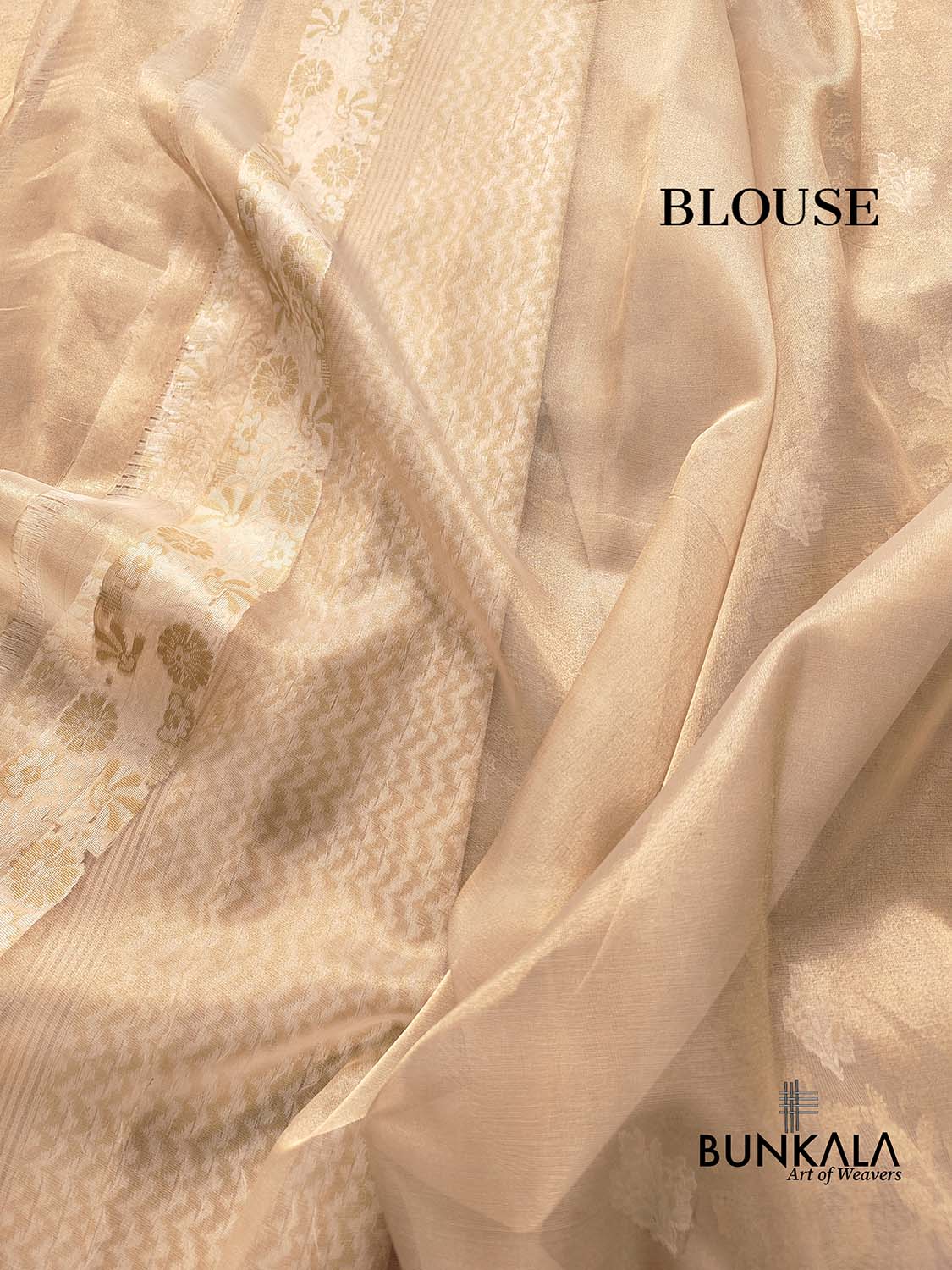 Golden Tissue Silk Floral Buta Jaal Design Resham Handweaved Banarasi Saree