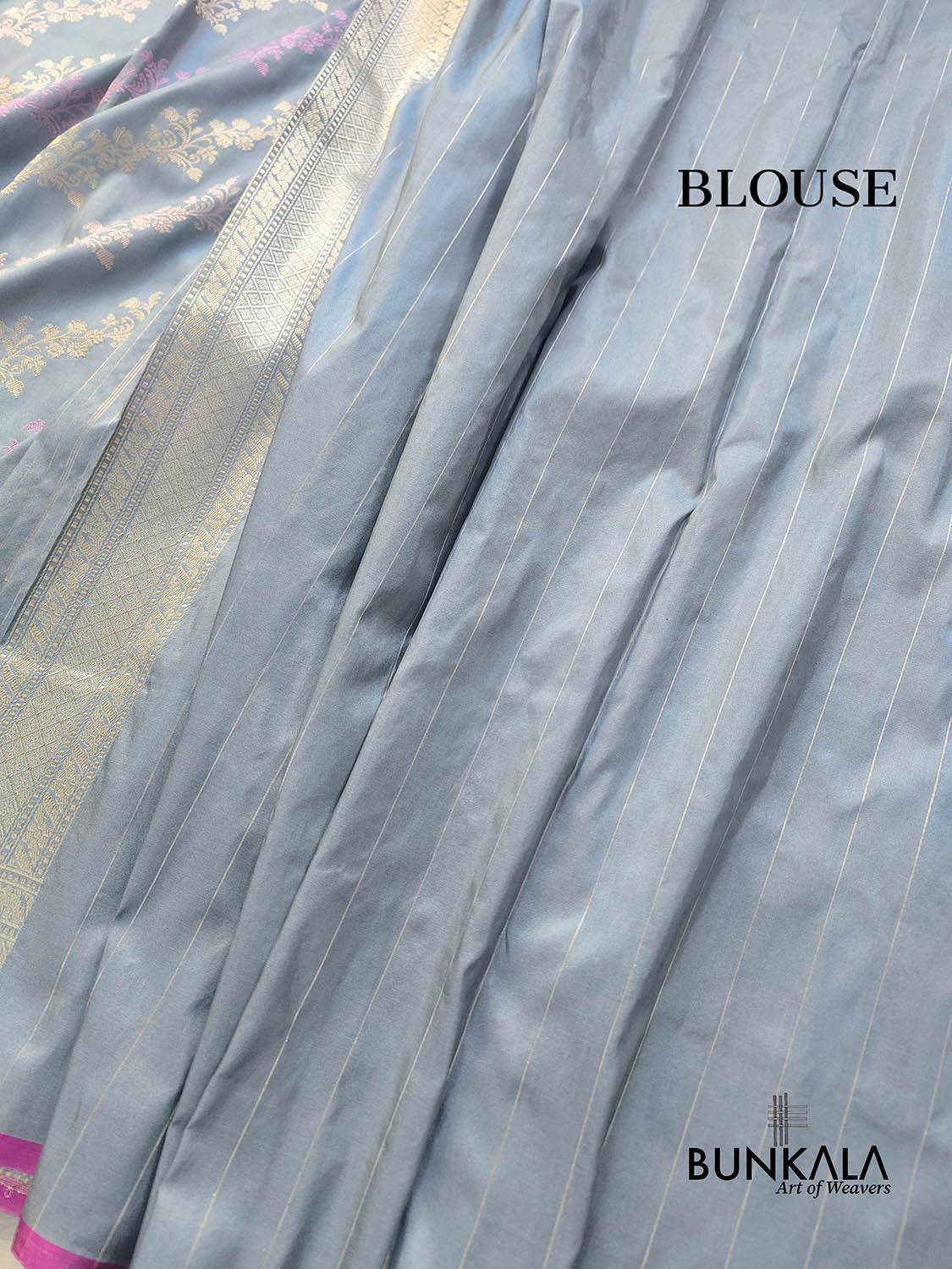 Pastel Grey Meenakari Jaal Kadwa Hand Weaved Banarasi Pure Katan Silk Saree