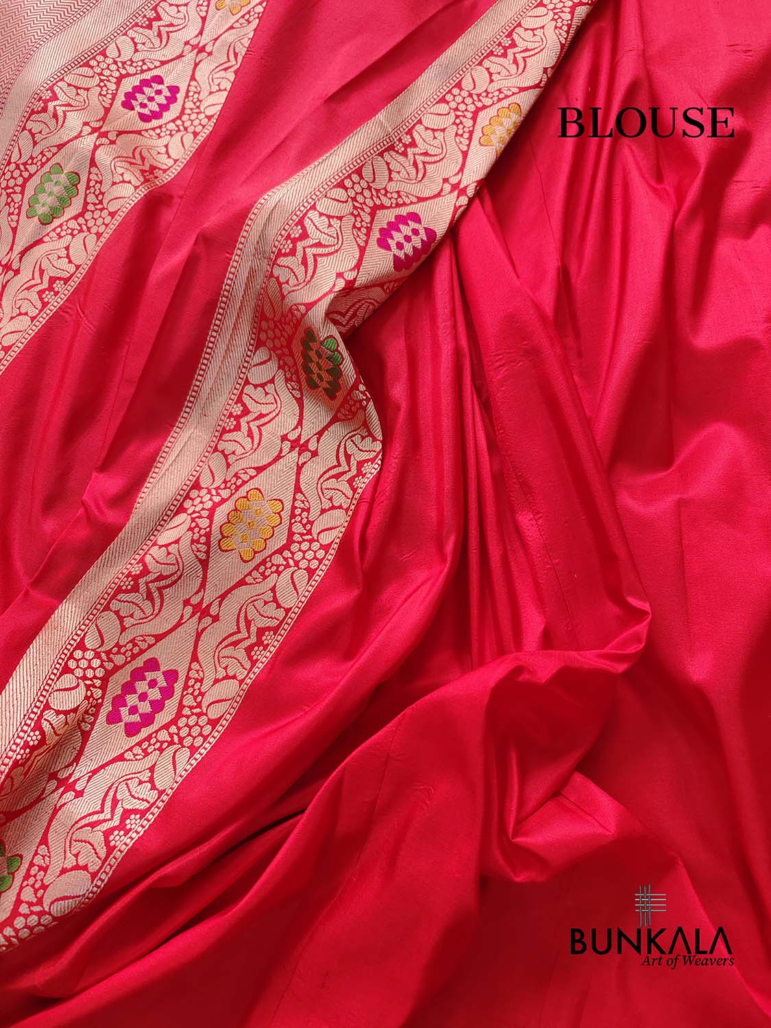Bridal Red Pure Katan Silk Meenakari Rose Design Buta Handloom Banarasi Saree