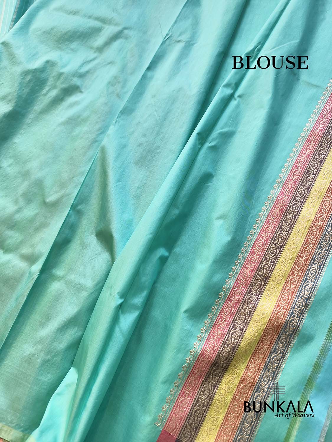 Pastel Greenish Blue Sona Zari Stripes Multi Pallu Kadwa Handweaved Banarasi Pure Katan Silk Saree