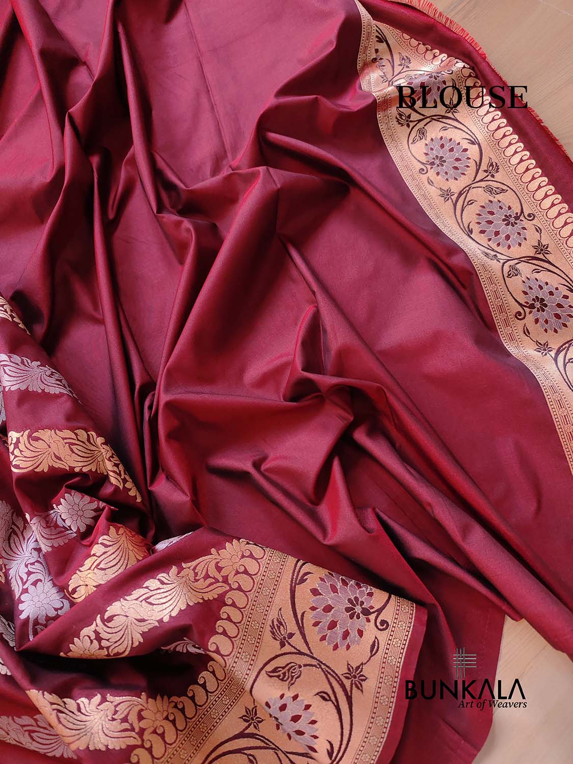 Dark Maroon Striped Design Sona Rupa Silk Banarasi Saree