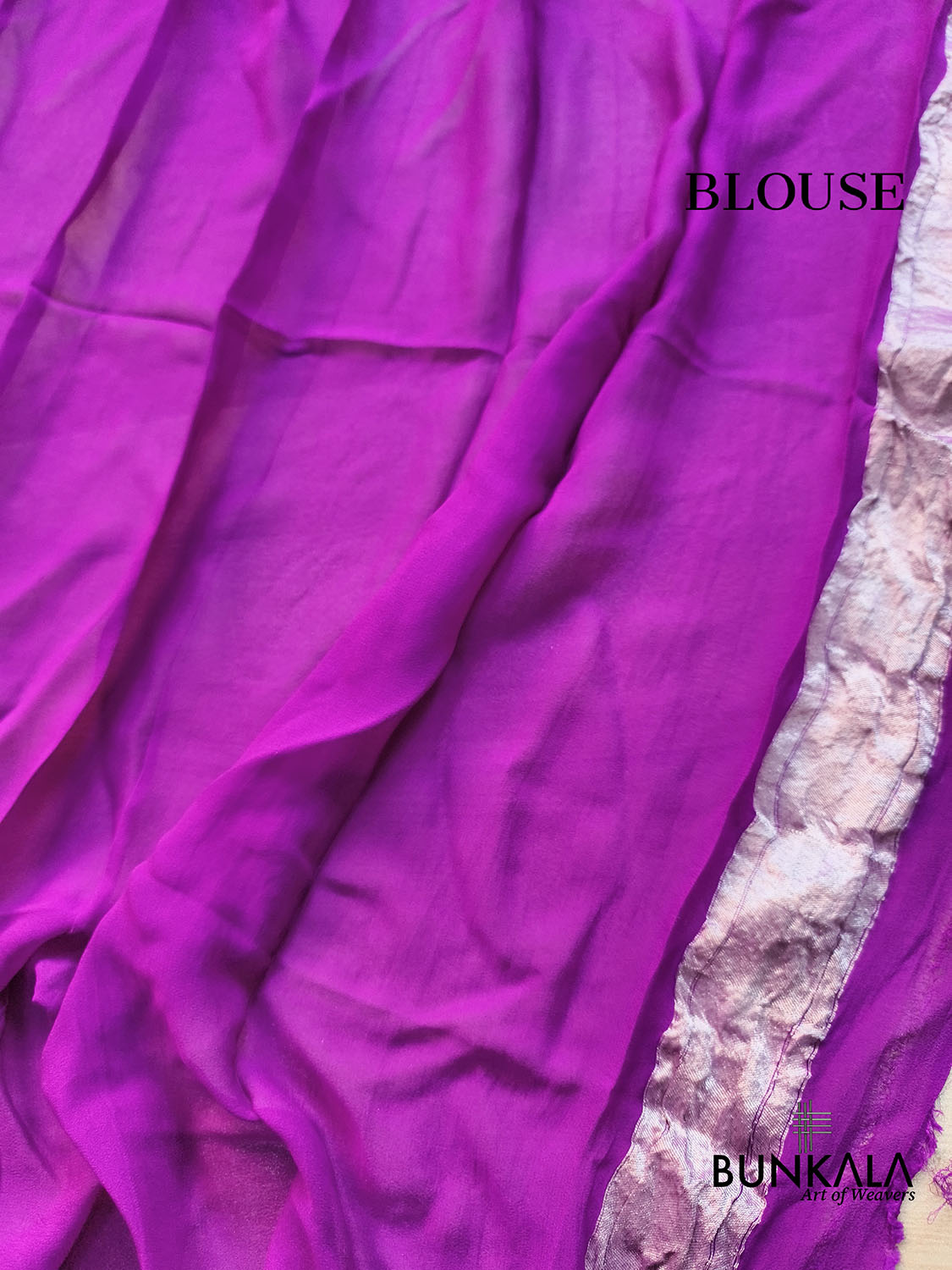 Purple Shaded Silver Zari Flower Big Buta Banarasi Pure Georgette Saree