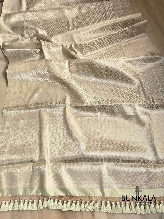 Pastel Green Brocade Weaved Silk Banarasi Saree