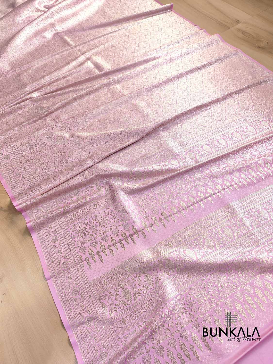 Lavender Mashru Silk Brocade Weaved Banarasi Saree