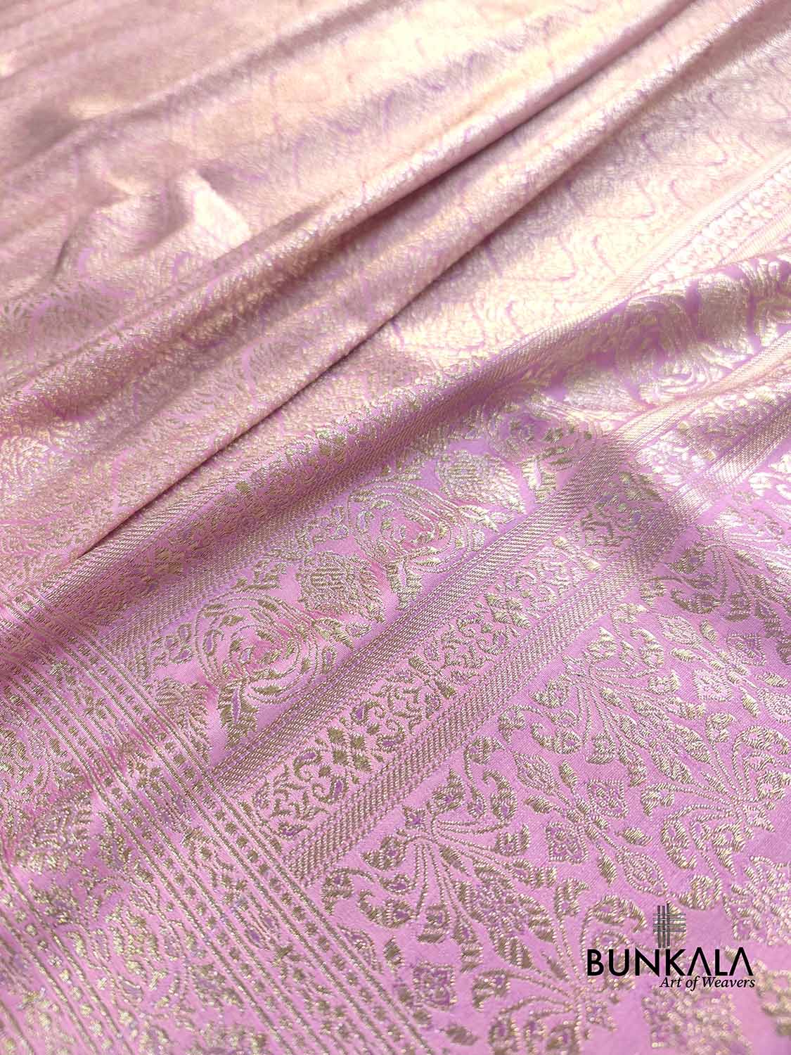 Lavender Mashru Silk Brocade Weaved Banarasi Saree