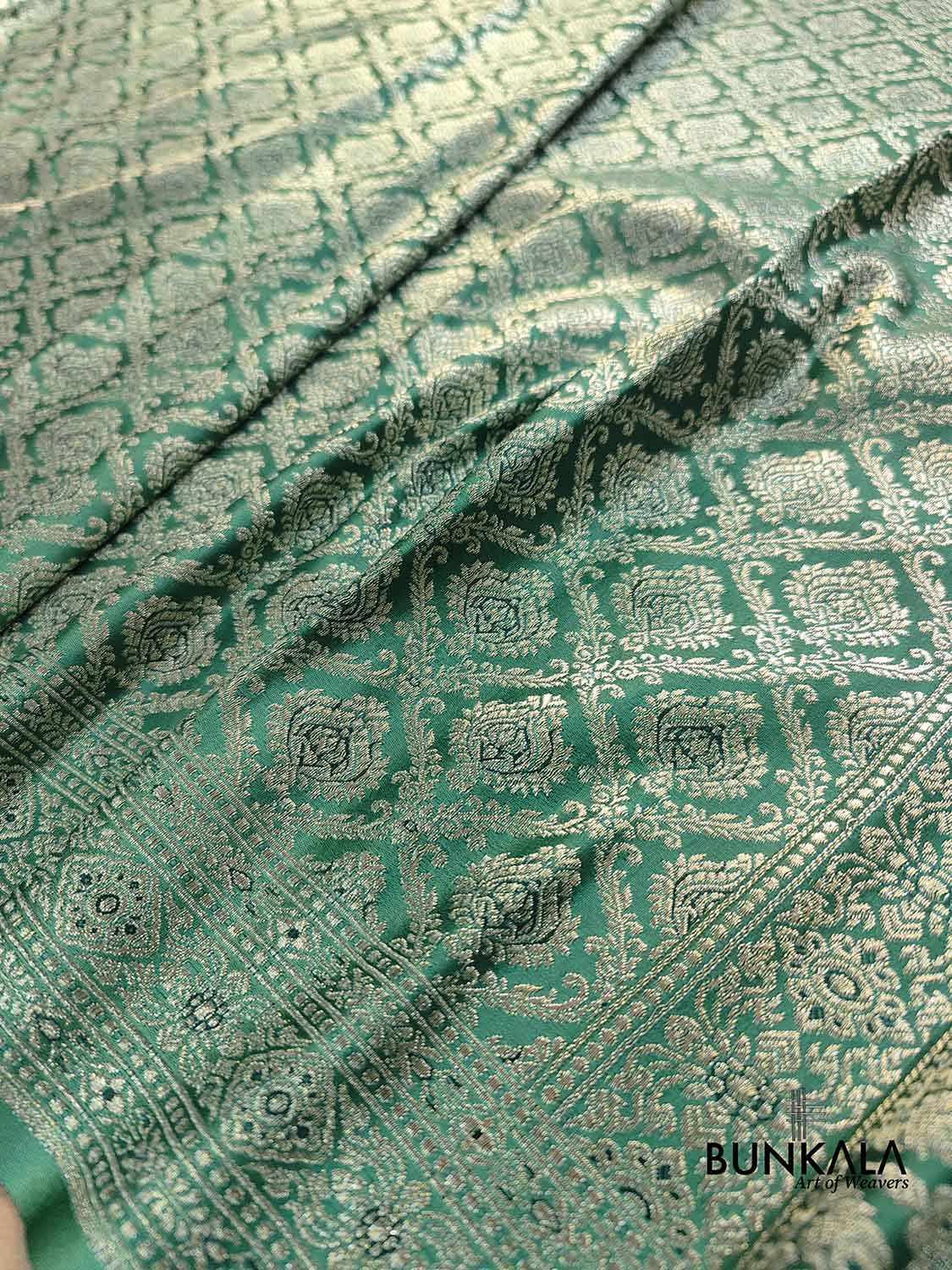 Sea Green Mashru Silk Brocade Weaved Banarasi Saree