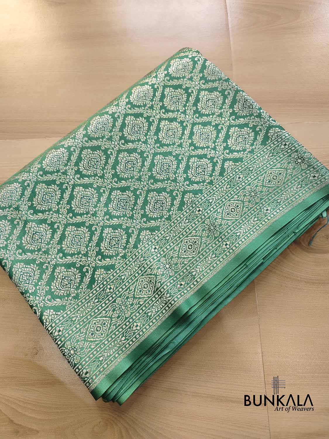 Sea Green Mashru Silk Brocade Weaved Banarasi Saree