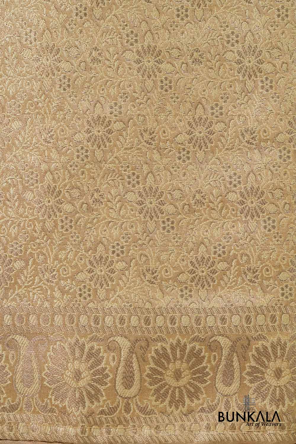 Beige Jamewar Weaved Banarasi Mashru Silk Silk Unstitched Suit Set