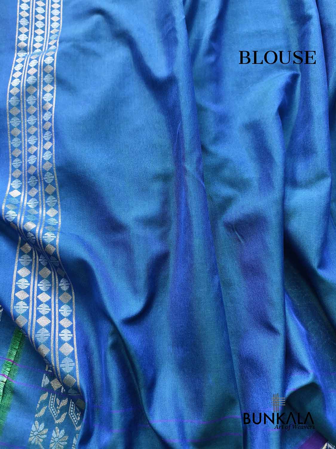 Blue Ektara Banarasi Jamdani Weaved Silk Saree