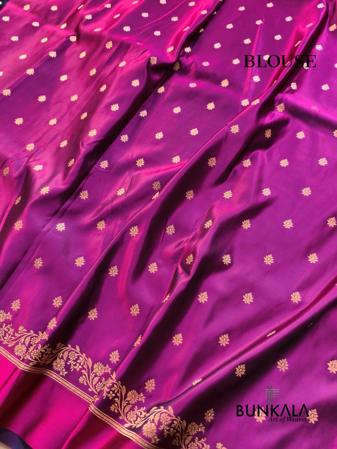 Blue with Pink Contrast Buti Banarasi Mashru Silk Saree