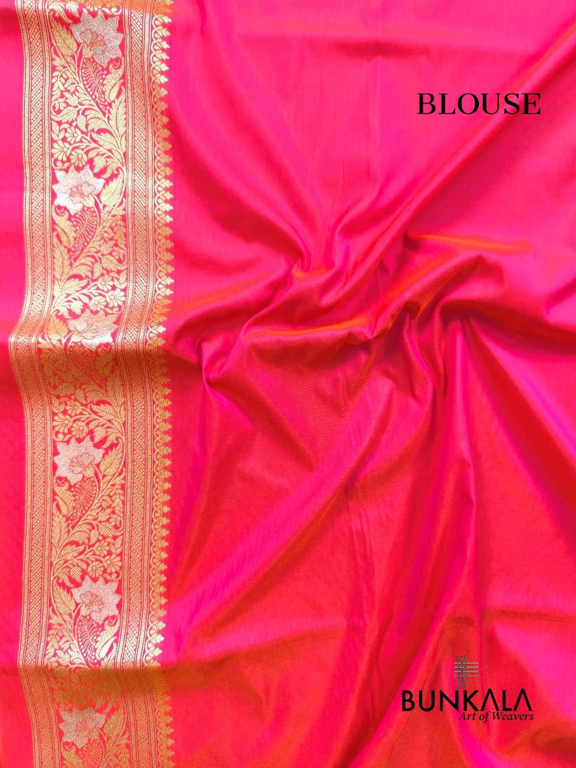 Bright Pink Sona Rupa Meenakari Stripe Banarasi Silk Saree