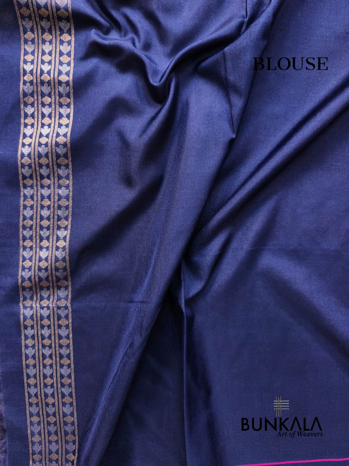 Deep Blue Ektara Banarasi Jamdani Geometric Weaved Silk Saree